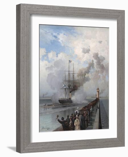 Russian Screw Clipper Razboynik, 1888-Alexei Petrovich Bogolyubov-Framed Giclee Print