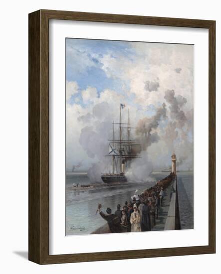 Russian Screw Clipper Razboynik, 1888-Alexei Petrovich Bogolyubov-Framed Giclee Print