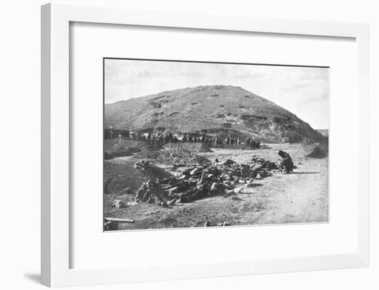 Russian Soldiers Collecting Cartridges from the Dead before Burial, Russo-Japanese War 1904-5-null-Framed Giclee Print