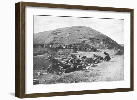 Russian Soldiers Collecting Cartridges from the Dead before Burial, Russo-Japanese War 1904-5-null-Framed Giclee Print