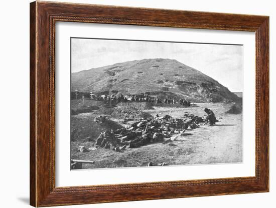 Russian Soldiers Collecting Cartridges from the Dead before Burial, Russo-Japanese War 1904-5-null-Framed Giclee Print