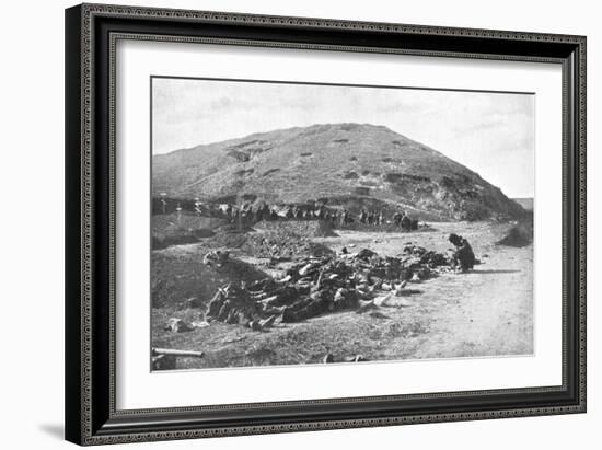 Russian Soldiers Collecting Cartridges from the Dead before Burial, Russo-Japanese War 1904-5-null-Framed Giclee Print