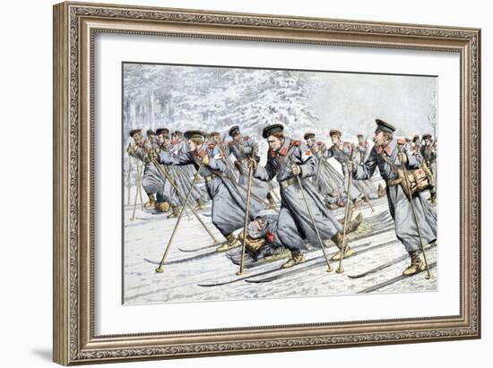Russian Soldiers Transport Injured on Skies Russo-Japanese War-null-Framed Giclee Print