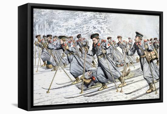 Russian Soldiers Transport Injured on Skies Russo-Japanese War-null-Framed Premier Image Canvas