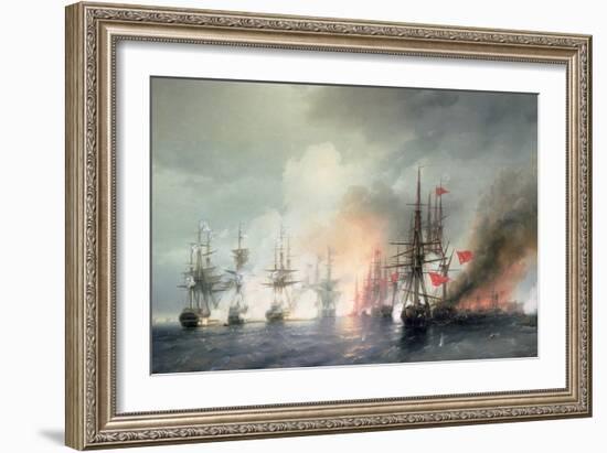 Russian-Turkish Sea Battle of Sinop on 18th November 1853, 1853-Ivan Konstantinovich Aivazovsky-Framed Giclee Print