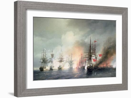 Russian-Turkish Sea Battle of Sinop on 18th November 1853, 1853-Ivan Konstantinovich Aivazovsky-Framed Giclee Print