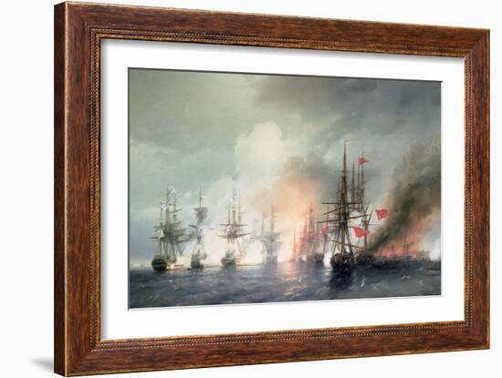 Russian-Turkish Sea Battle of Sinop on 18th November 1853, 1853-Ivan Konstantinovich Aivazovsky-Framed Giclee Print