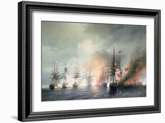 Russian-Turkish Sea Battle of Sinop on 18th November 1853, 1853-Ivan Konstantinovich Aivazovsky-Framed Giclee Print