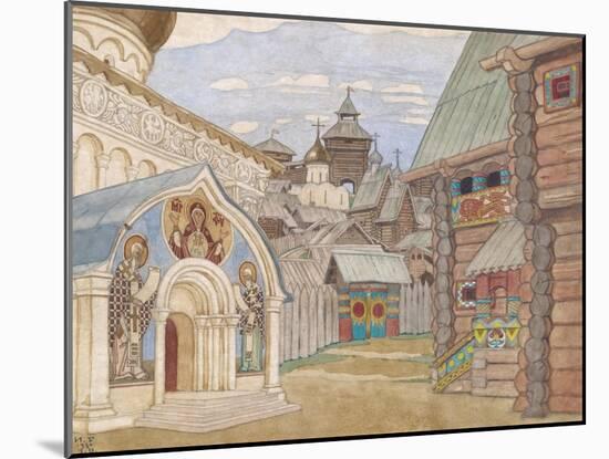 Russian Village, Stage Design for the Opera the Tale of Tsar Saltan-Ivan Yakovlevich Bilibin-Mounted Giclee Print