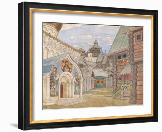 Russian Village, Stage Design for the Opera the Tale of Tsar Saltan-Ivan Yakovlevich Bilibin-Framed Giclee Print