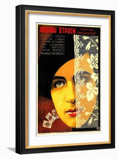 Russian (Woman Face/Cards)-null-Framed Art Print