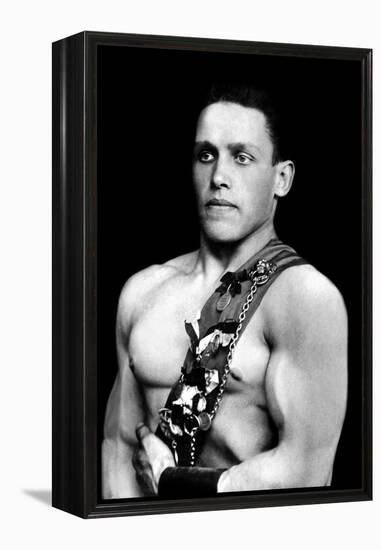 Russian Wrestler with Medals-null-Framed Stretched Canvas