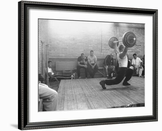 Russian Yuri Vlasov 270lb Putting on a Private Exhibit for Olympic Athlete before Official Contest-null-Framed Premium Photographic Print