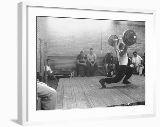 Russian Yuri Vlasov 270lb Putting on a Private Exhibit for Olympic Athlete before Official Contest-null-Framed Premium Photographic Print