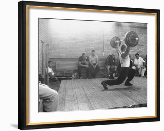 Russian Yuri Vlasov 270lb Putting on a Private Exhibit for Olympic Athlete before Official Contest-null-Framed Premium Photographic Print