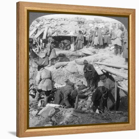 Russians Burying Japanese Dead Inside a Fort, Port Arthur, Manchuria, Russo-Japanese War, 1905-Underwood & Underwood-Framed Premier Image Canvas