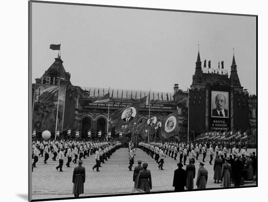 Russians Celeberating Anniversary Parade in Red Square-Carl Mydans-Mounted Photographic Print