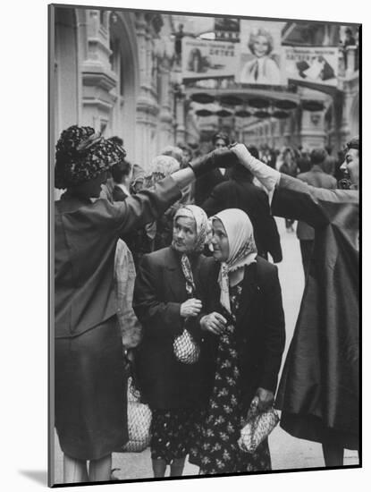 Russians Watching Models on Street During Dior Fashion Show-null-Mounted Photographic Print