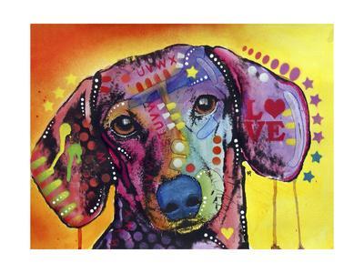 Dachshund dog 8x10 art PRINT skate boarding animals impressionism