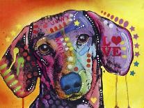 Luva Bull, Lovable, Pit Bulls, Dogs, Pets, Animals, Red and Yellow, Pop Art, Stencils, Laying down-Russo Dean-Giclee Print