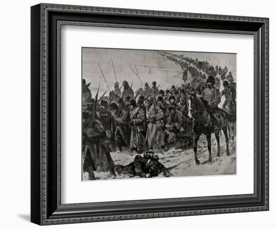 Russo-Japanese War (1904-1905). Column of Japanese Soldiers.. Korea-null-Framed Giclee Print