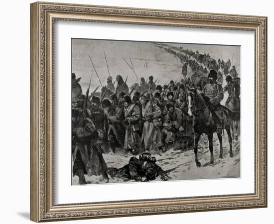 Russo-Japanese War (1904-1905). Column of Japanese Soldiers.. Korea-null-Framed Giclee Print