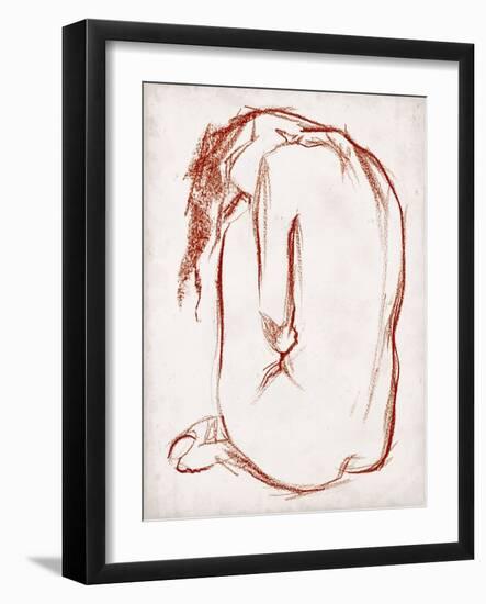 Rust Charcoal Nude Study II-Jennifer Parker-Framed Art Print