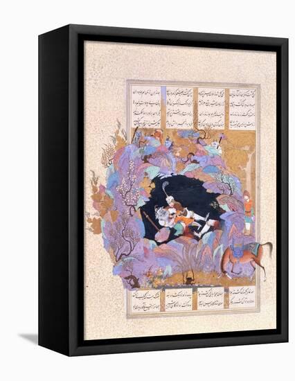 Rustam's Seventh Course: He Kills the White Div, C.1500-1540S (W/C and Gilt on Paper)-null-Framed Premier Image Canvas