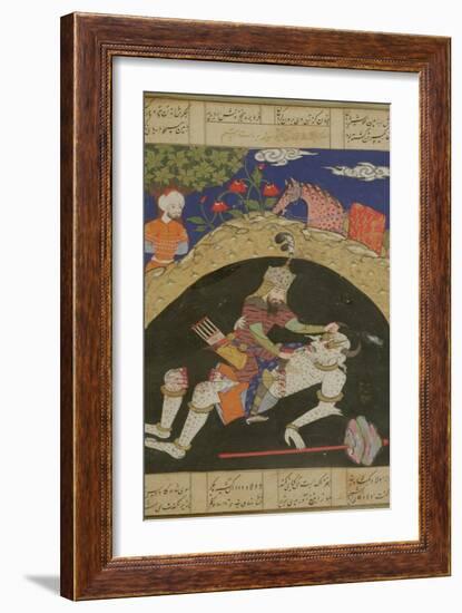 Rustam Slays the White Div of Mazandaran, Illustration from the "Shahnama"-null-Framed Giclee Print