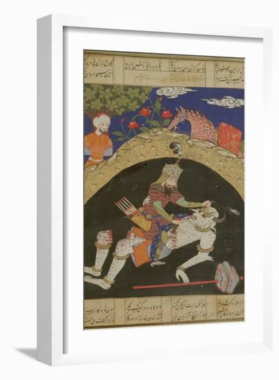 Rustam Slays the White Div of Mazandaran, Illustration from the "Shahnama"-null-Framed Giclee Print