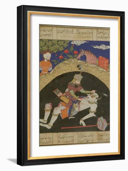 Rustam Slays the White Div of Mazandaran, Illustration from the "Shahnama"-null-Framed Giclee Print