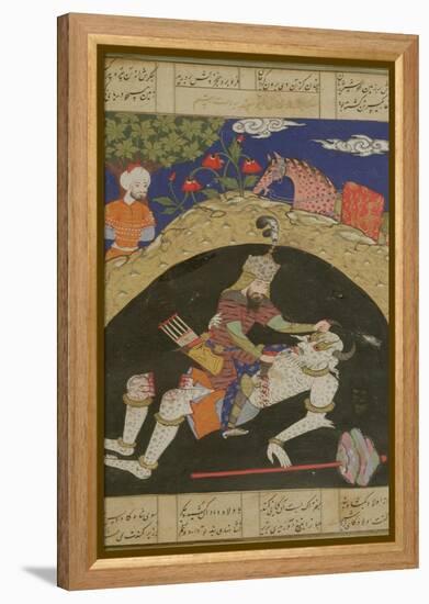 Rustam Slays the White Div of Mazandaran, Illustration from the "Shahnama"-null-Framed Premier Image Canvas
