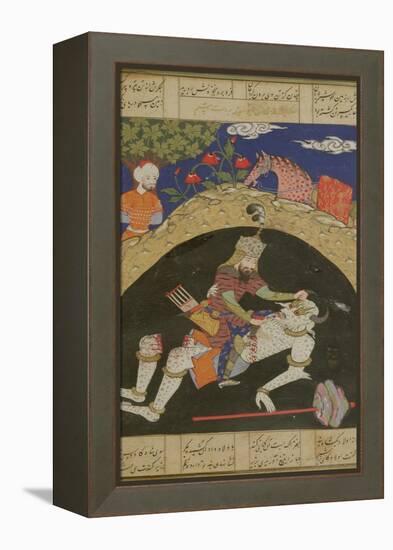 Rustam Slays the White Div of Mazandaran, Illustration from the "Shahnama"-null-Framed Premier Image Canvas