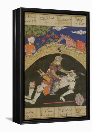 Rustam Slays the White Div of Mazandaran, Illustration from the "Shahnama"-null-Framed Premier Image Canvas