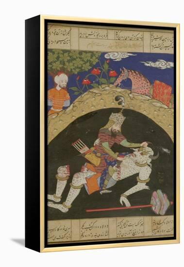 Rustam Slays the White Div of Mazandaran, Illustration from the "Shahnama"-null-Framed Premier Image Canvas