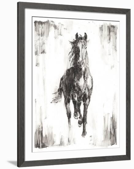 Rustic Black Stallion I-null-Framed Art Print