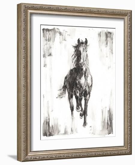 Rustic Black Stallion I-null-Framed Art Print