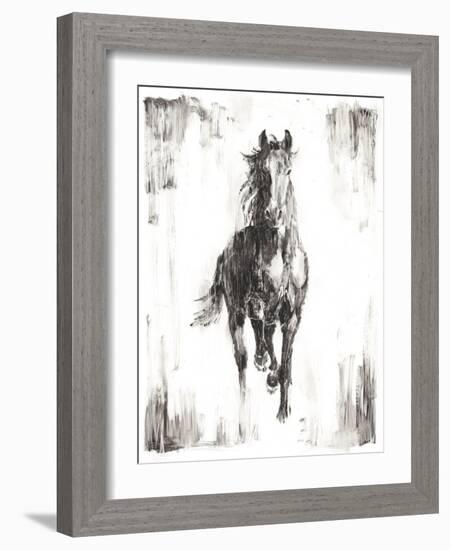 Rustic Black Stallion I-null-Framed Art Print