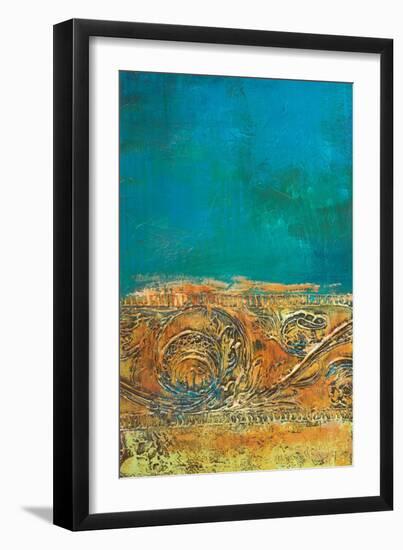 Rustic Frieze on Teal II-Lanie Loreth-Framed Art Print