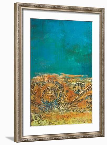 Rustic Frieze on Teal II-Lanie Loreth-Framed Premium Giclee Print