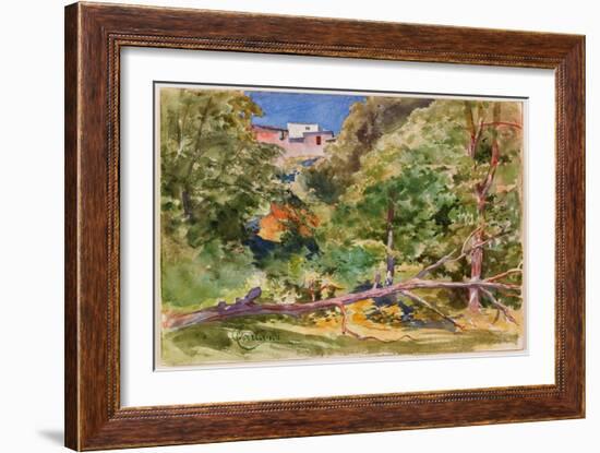 Rustic Landscape (W/C on Paper)-Onorato Carlandi-Framed Giclee Print