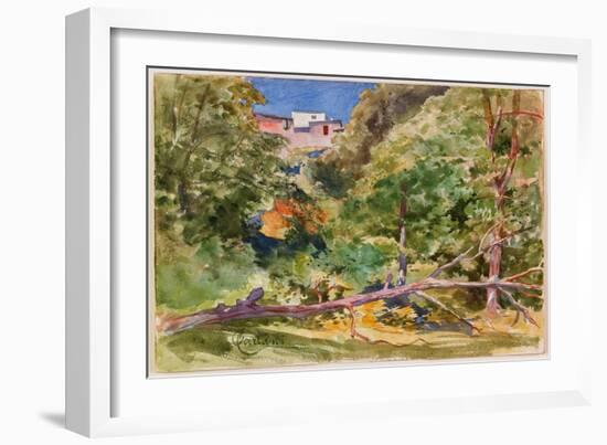 Rustic Landscape (W/C on Paper)-Onorato Carlandi-Framed Giclee Print