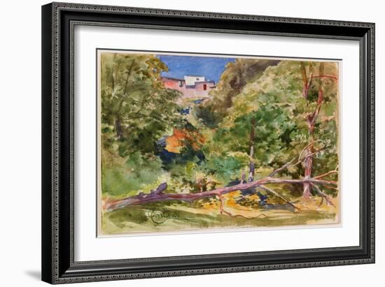 Rustic Landscape (W/C on Paper)-Onorato Carlandi-Framed Giclee Print