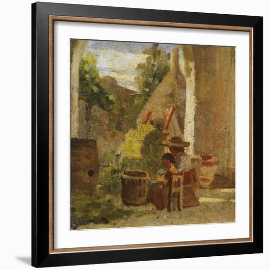 Rustic Loggia, Country Study Triptych, 1861-Silvestro Lega-Framed Giclee Print