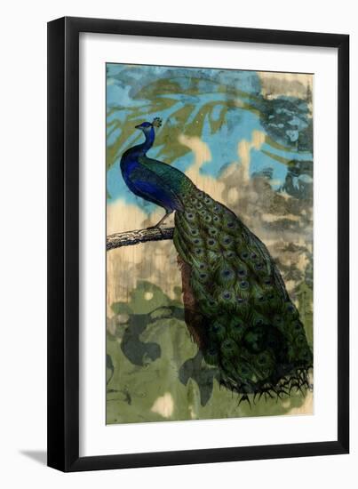 Rustic Peacock II-Jennifer Goldberger-Framed Art Print