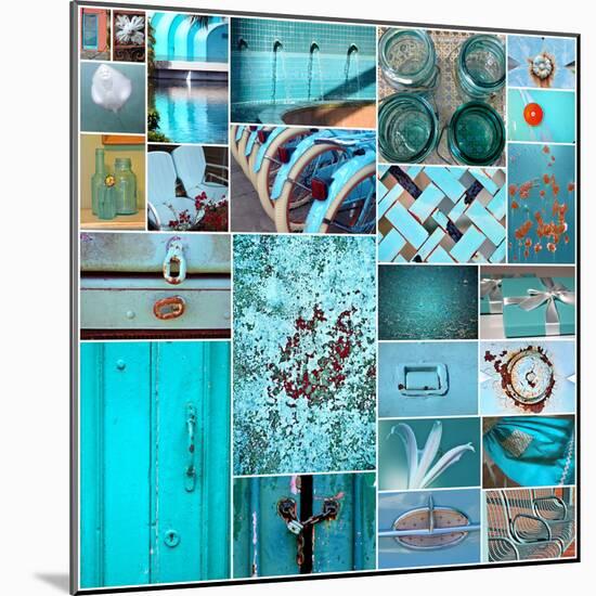 Rustic Teal Collage-Gail Peck-Mounted Photo