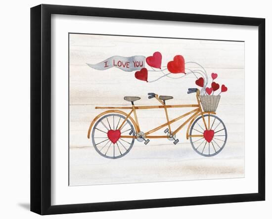 Rustic Valentine Bicycle-Kathleen Parr McKenna-Framed Art Print