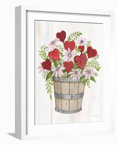 Rustic Valentine Bushel Basket-Kathleen Parr McKenna-Framed Art Print