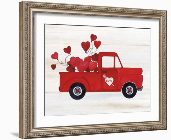 Rustic Valentine Truck-Kathleen Parr McKenna-Framed Art Print