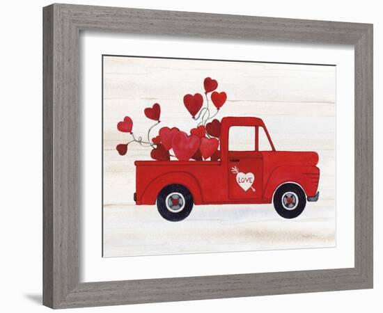 Rustic Valentine Truck-Kathleen Parr McKenna-Framed Art Print